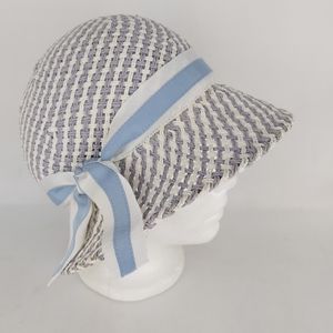 Vintage Stylish Blue and White Woven Hat